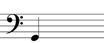 Bass Clef - Note on first line of the staff (First line is the lowest of the five)