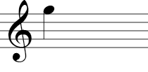 Treble Clef - Note on first space above the staff.