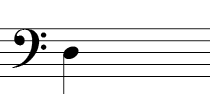 Bass Clef - Note on third line of the staff (First line is the lowest of the five)