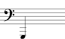 Bass Clef - Note on fourth space under the staff.