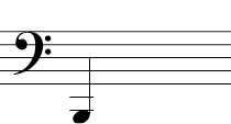 Bass Clef - Note on third space under the staff