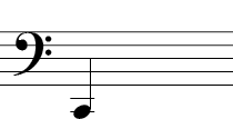 Bass Clef - Note on second line under the staff
