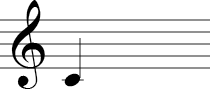 Treble Clef - Note on first line under the staff (bottom line is first line)