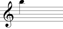 Treble Clef - Note on secon space above the staff.
