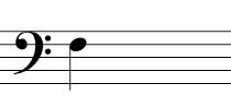 Bass Clef - Note on fourth line of the staff (First line is the lowest of the five)