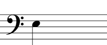 Bass Clef - Note on third space of the staff (First space is the lowest of the four)
