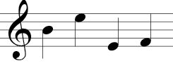 Treble Clef (four notes): Line 3, space 4, line 1, space 1