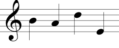 Treble Clef (four notes): Line 3, space 2, line 4, line 1