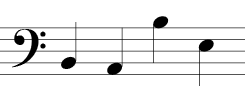 Bass Clef (four notes): Line 2, space 1, space 1 above the sfaff, space 3.