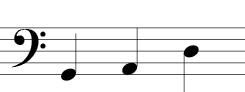 Bass Clef (three notes): Line 1, space 1, line 3.