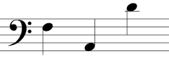 Bass Clef (three notes): Line 4, space 1, space 2 above staff.