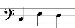 Bass Clef (three notes): Line 2, space 3, line 3.