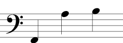 Bass Clef (three notes): Space 1 below staff, line 5, space 1 above staff.