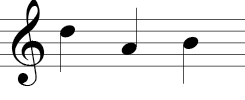 Treble Clef (three notes): Line 4, space 2,  line 3.