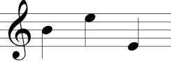 Treble Clef (three notes): Line 3, space 4, line 1.