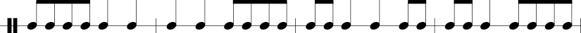 4 meausre in 4/4 time signature: 1/8 1/8 1/8 1/8 1/4 1/4. 1/4 1/4 1/8 1/8 1/8 1/8. 1/8 1/8 1/4 1/4 1/8 1/8. 1/8 1/8 1/4 1/8 1/8 1/8 1/8 . 1/4 1/8 1/8 1/