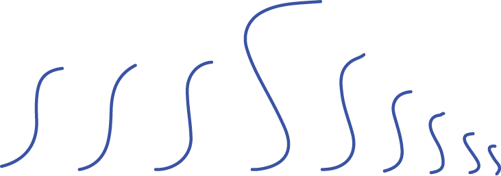 Squiggles that look like different sized elongated Ss.