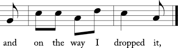 Fourth melody line of "A tisket, a tasket"