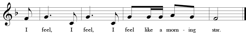 2/4 Time signature. F Major. Last 4 measures of "Shoo Fly."