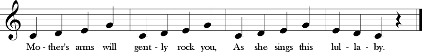 4/4 Time Signature. C Major. Last 4 measures of "Go to Sleep" which is same melody as before with different lyrics.