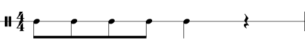 4/4 time signature for one bar of a rhythmi.