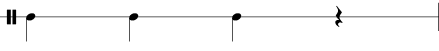 4/4 time signature for one bar of a rhythmi.