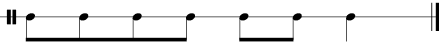 4/4 time signature for one bar of a rhythmi.