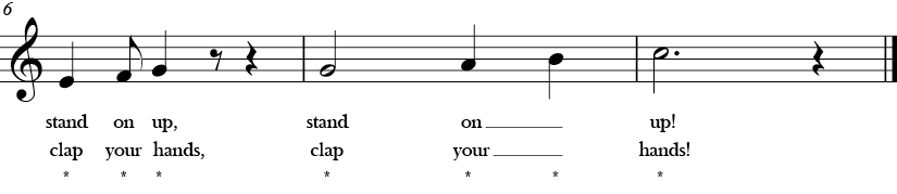 4/4 Time Signature. C Major. Last 3 measures of "If You’re Ready for Music" which ends with ascending G, A, B, C.