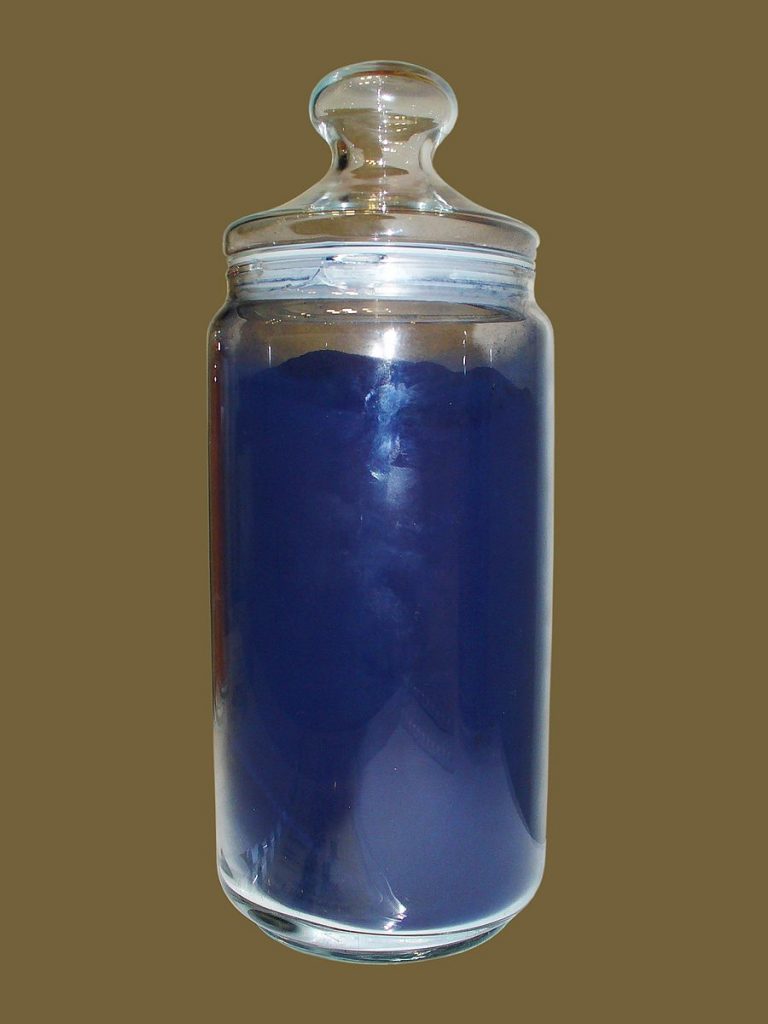a jar of indigo dye