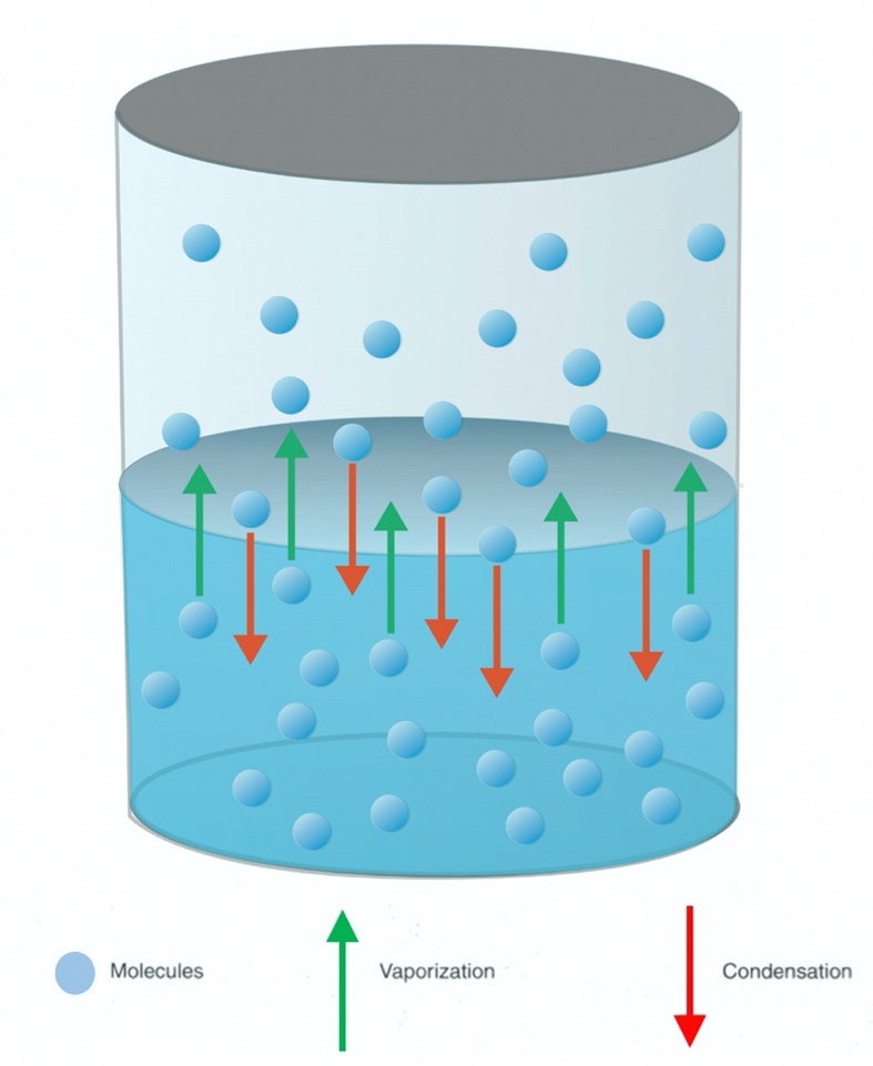 Equilibrium is reached in the chamber.