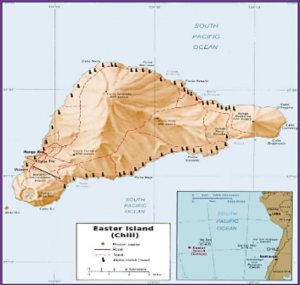 A map of Easter Island.