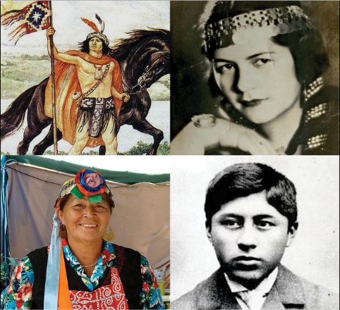 Various photos of historical men and women.