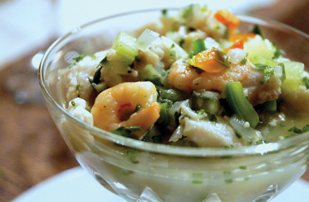 Photo of a bowl of ceviche.