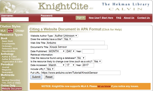 Knightcite apa on sale