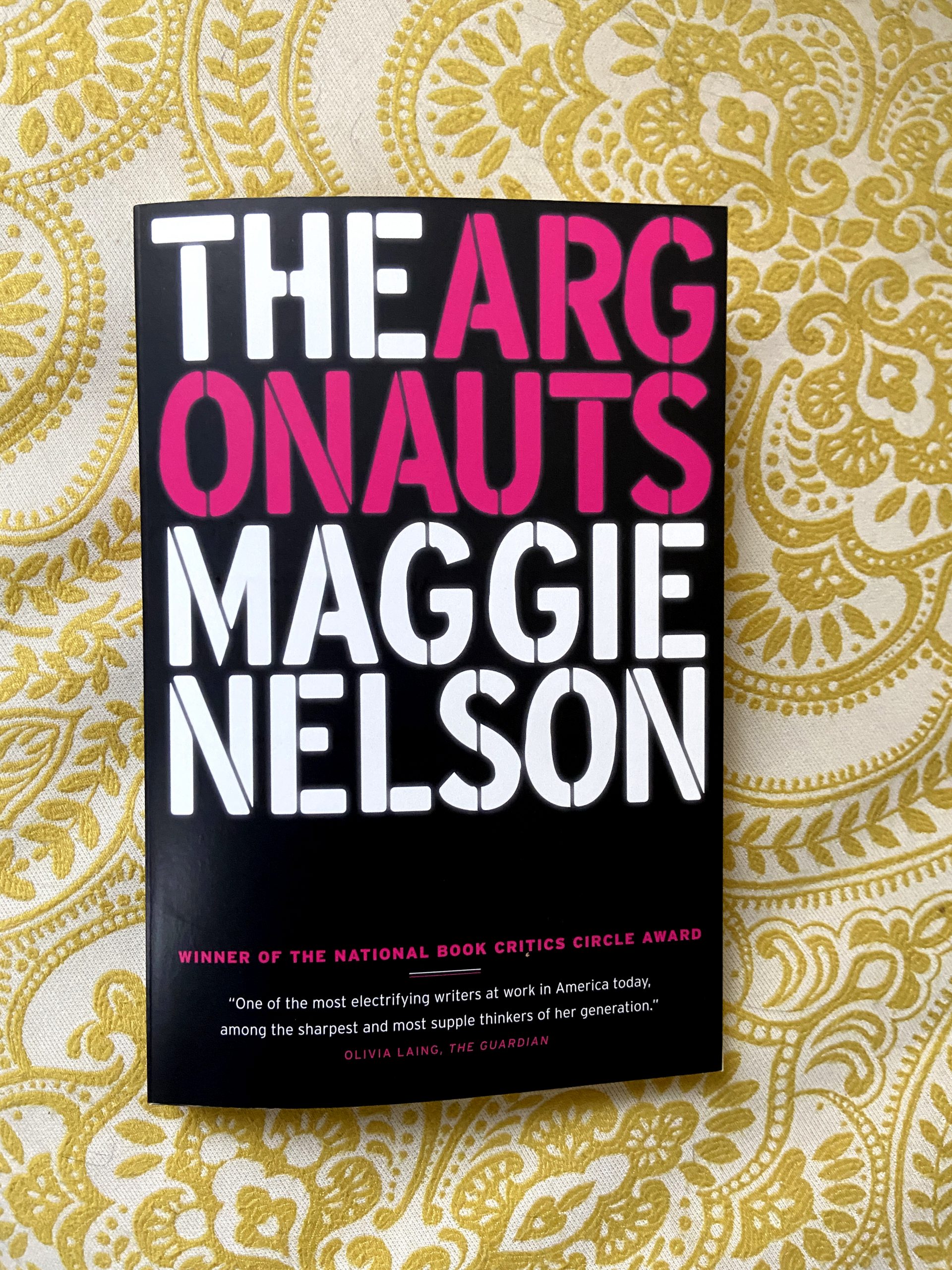 A book with the text "ARGONAUTS" in pink.