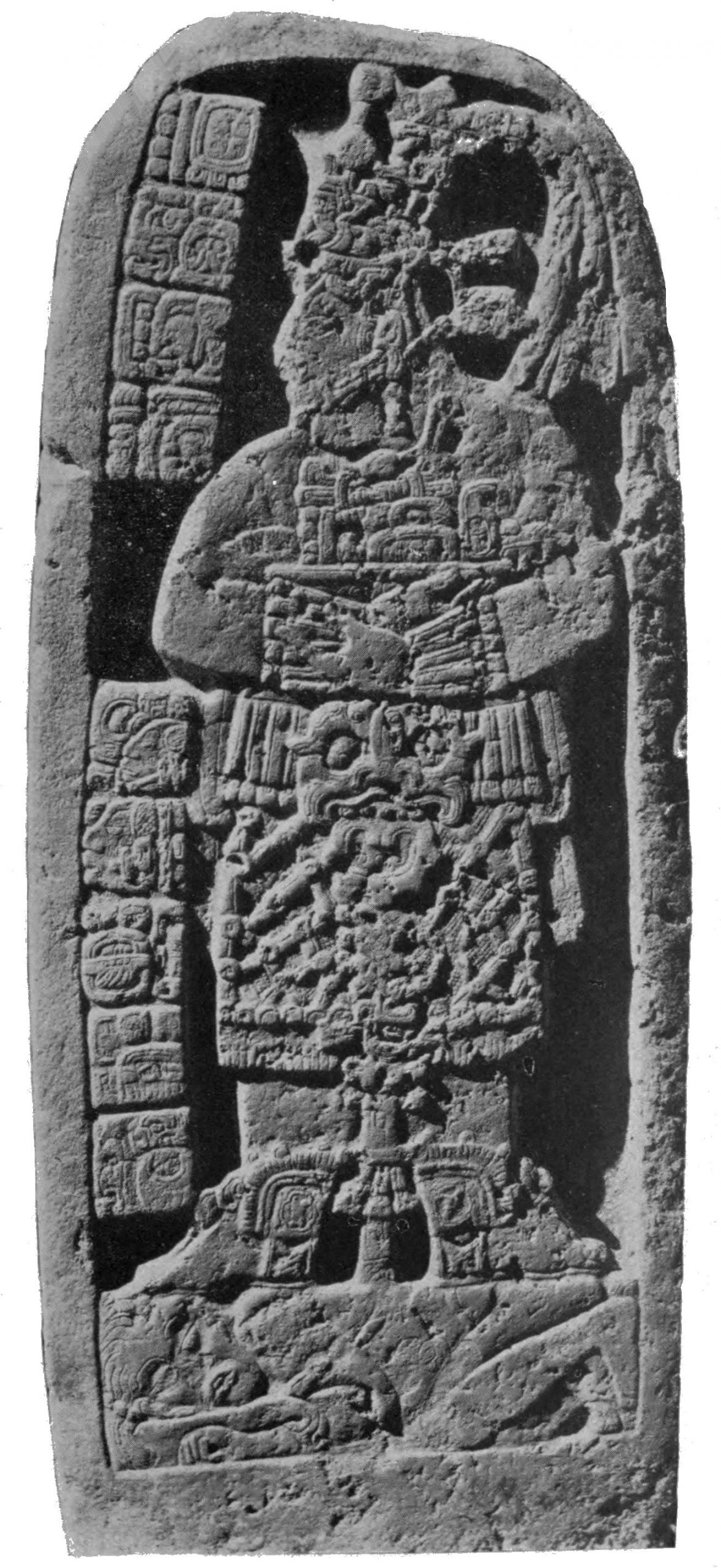 Old photograph of an engraved stone.