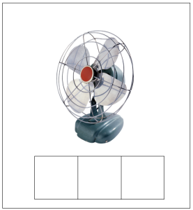Figure 3. Sample of an Elkonin Box featuring the word “fan.” The picture of the word eases the memory load for students as they concentrate on segmenting the individual sounds. Used with permission from Microsoft.